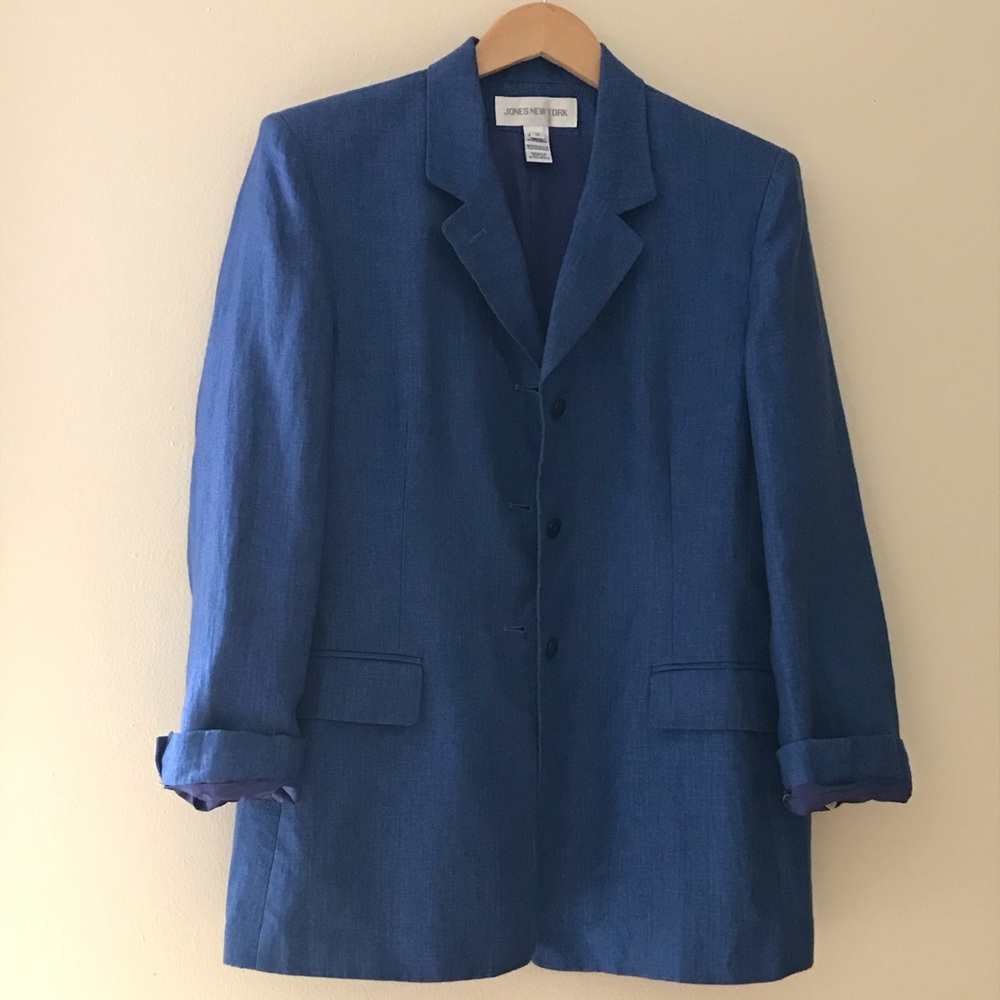 Jones New York Linen XL Indigo Blazer
